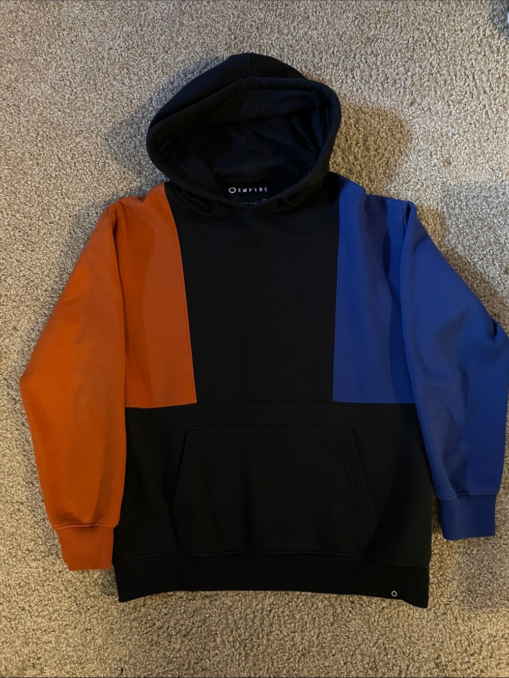 Empyre Black Hoodie with Orange and Blue Sleeve Panels